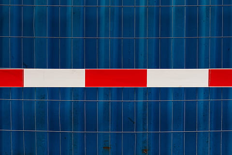 white and red painted wall, blue steel board, barrier, abstract HD wallpaper