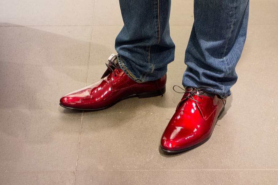 Red, Paint, Shoes, Going Out, paint shoes, limb, close-up, indoors HD wallpaper