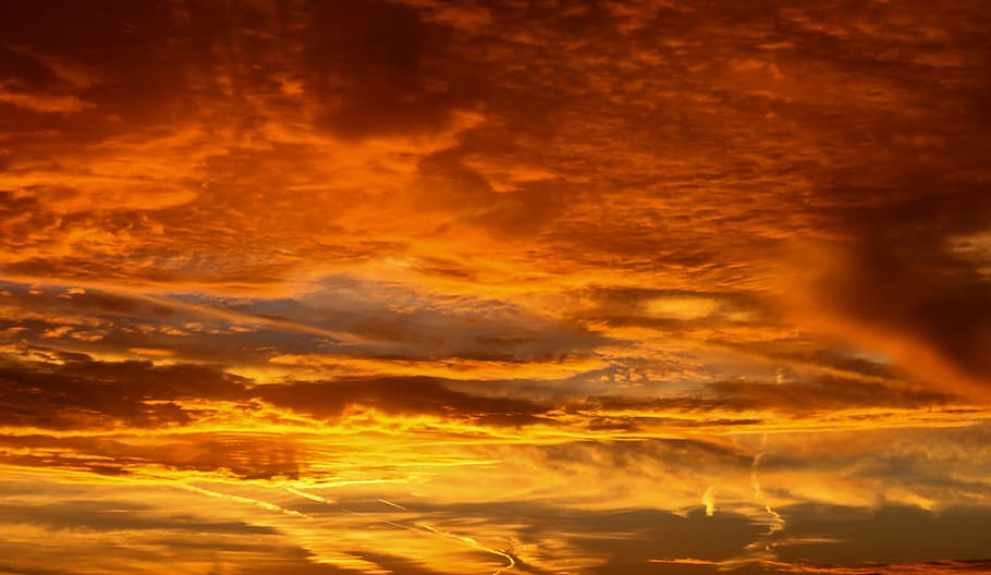golden hour, sunrise, sky, clouds, morgenstimmung, skies, nature HD wallpaper