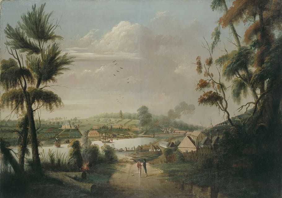 A Direct North General View of Sydney Cove, 1794 in New South Wales, Australia HD wallpaper