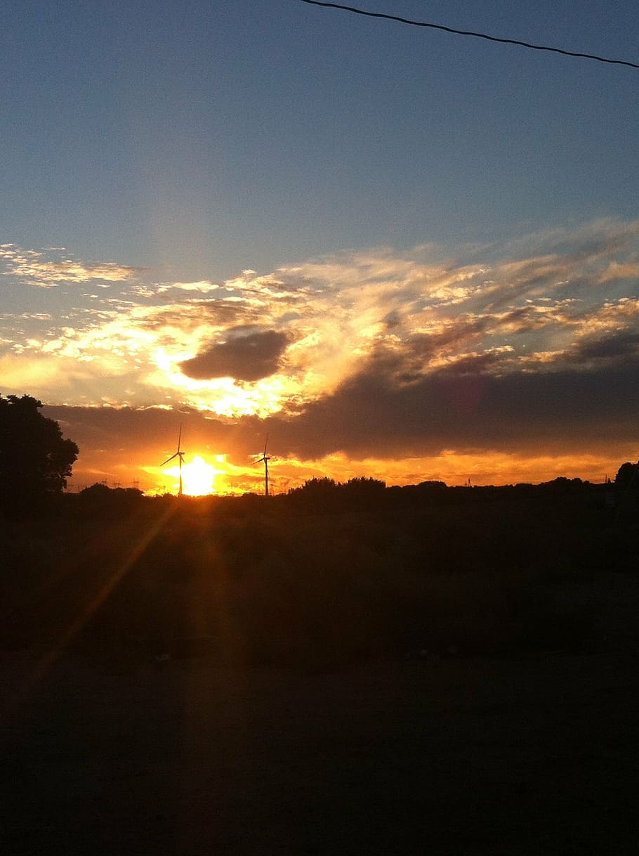 clouds, blue, sky, sun, baker ca, sunset, scenics - nature HD wallpaper
