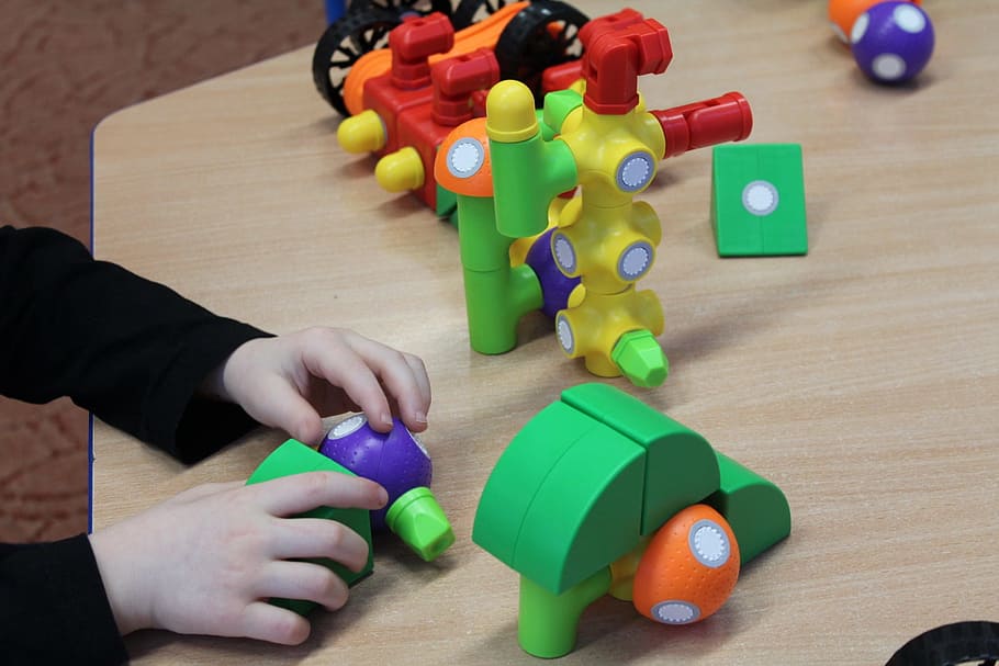 kindergarten, fun, child, pads, toys, hands, human hand, playing HD wallpaper