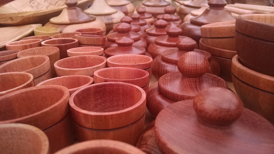 crafts, wood, art, large group of objects, pottery, no people HD wallpaper