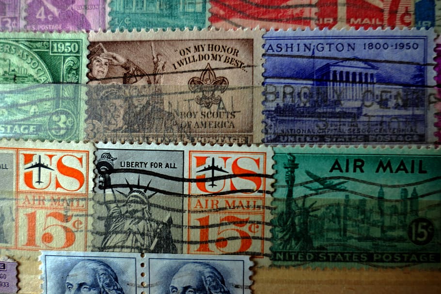 postage stamps, old, paper, collection, letters, communication, HD wallpaper