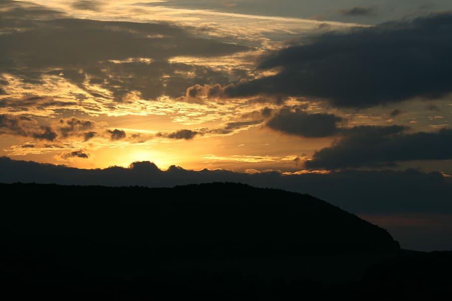 Clouds, Sunset, Sky, Shadow, silhouette, nature, scenics, tranquility HD wallpaper