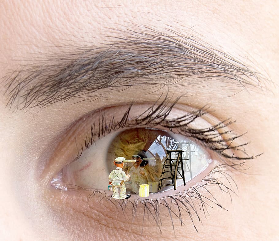 eye, painter, painting, one person, men, adult, human body part HD wallpaper
