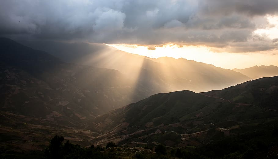 ray, sky, valley, goo, light, vietnam, pagoda, travel, cloud HD wallpaper