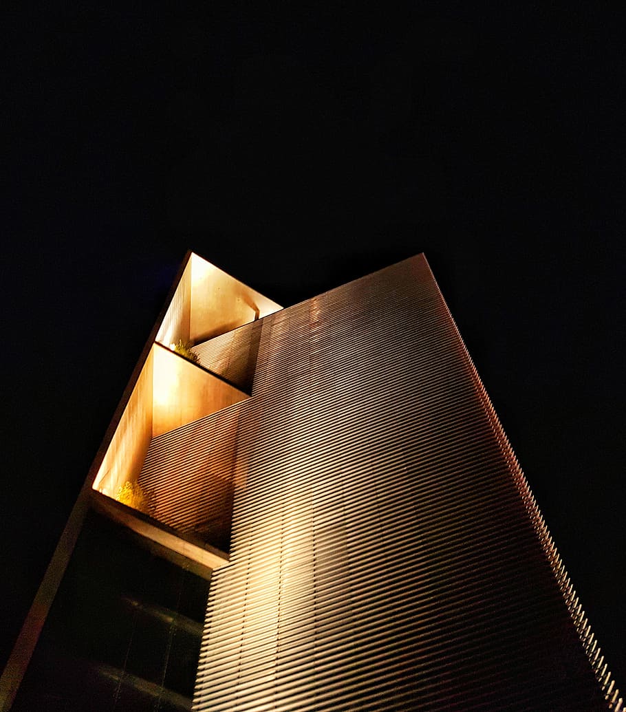 Nightlight, brown concrete building, architecture, lights, illuminated HD wallpaper