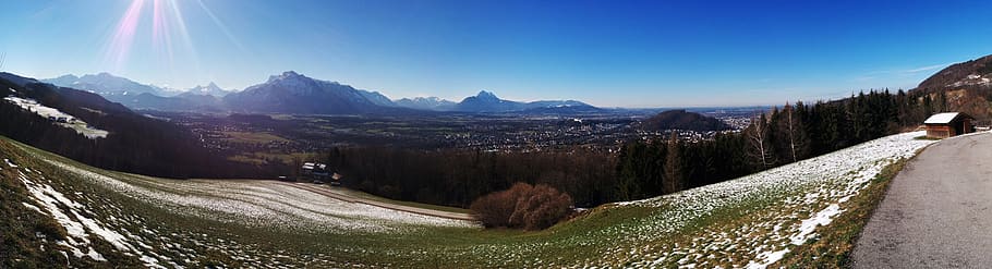 salzburg, alpine, unterberg, mountain, nature, panorama, landscape, HD wallpaper