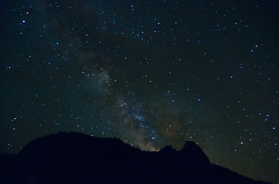 dark, night, sky, stars, galaxy, mountain, star - space, astronomy HD wallpaper