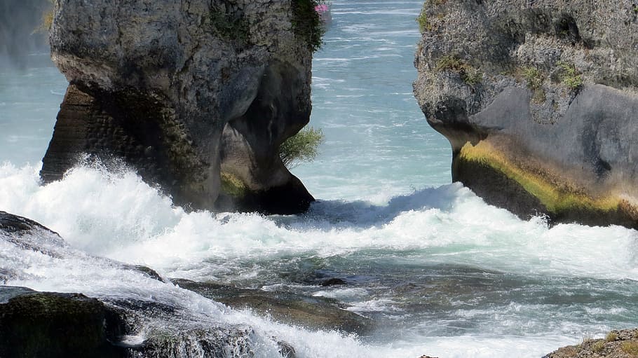 rhine falls, schaffhausen, water, spray, enormous, switzerland, HD wallpaper