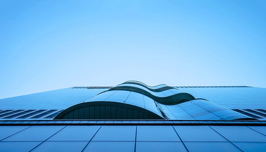 Worms Eye View of City Building Under Blue Sunny Sky, architectural HD wallpaper