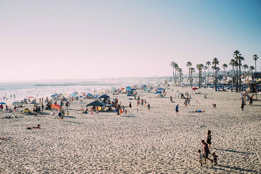 people enjoying the summer going to the beach, sea, sand, coastline HD wallpaper