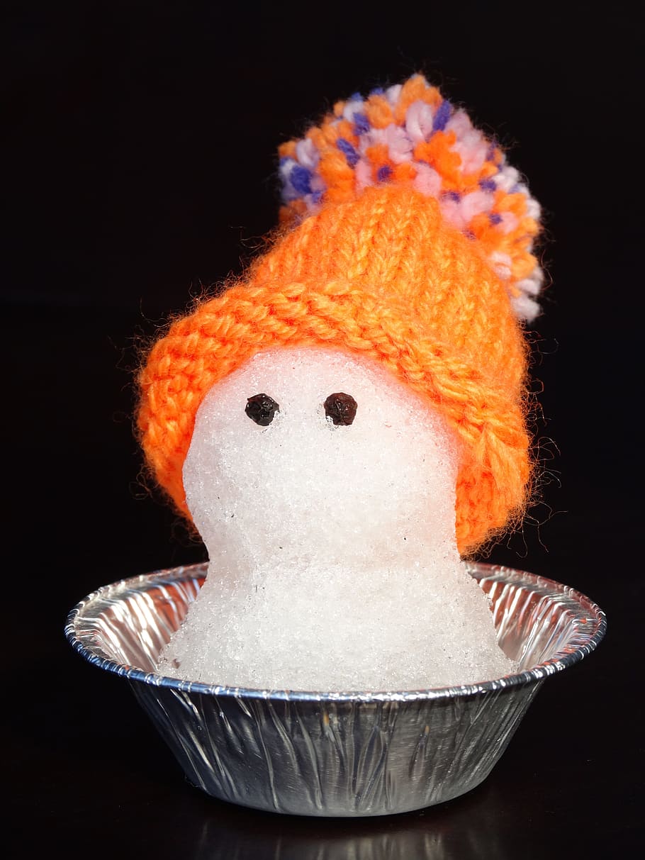 Snow Man, Cap, Orange, black background, studio shot, food and drink HD wallpaper