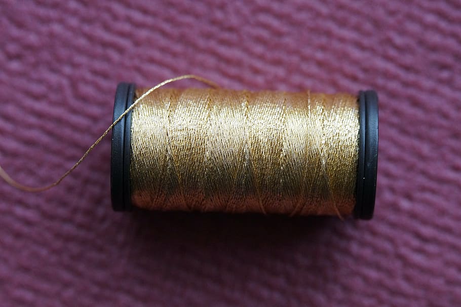 thread, yarn, goldfaden, coil, coiled, rolled up, haberdashery, HD wallpaper