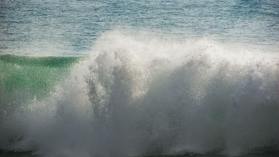 wave, smashing, sea, beach, nature, spray, foam, power, energy HD wallpaper