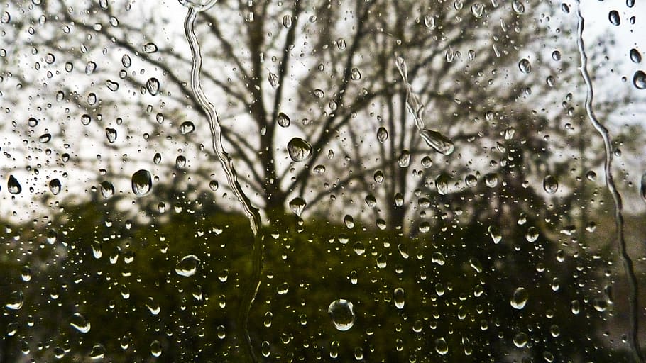 water drops on clear surface, raindrop, glass, wet, transparent HD wallpaper