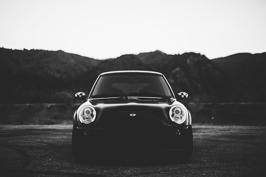 Breathe - Mini, grayscale photo of Mini Cooper, car, black, black and white HD wallpaper