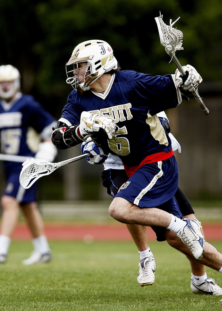 lacrosse, player, action, stick, sport, helmet, playing, male HD wallpaper