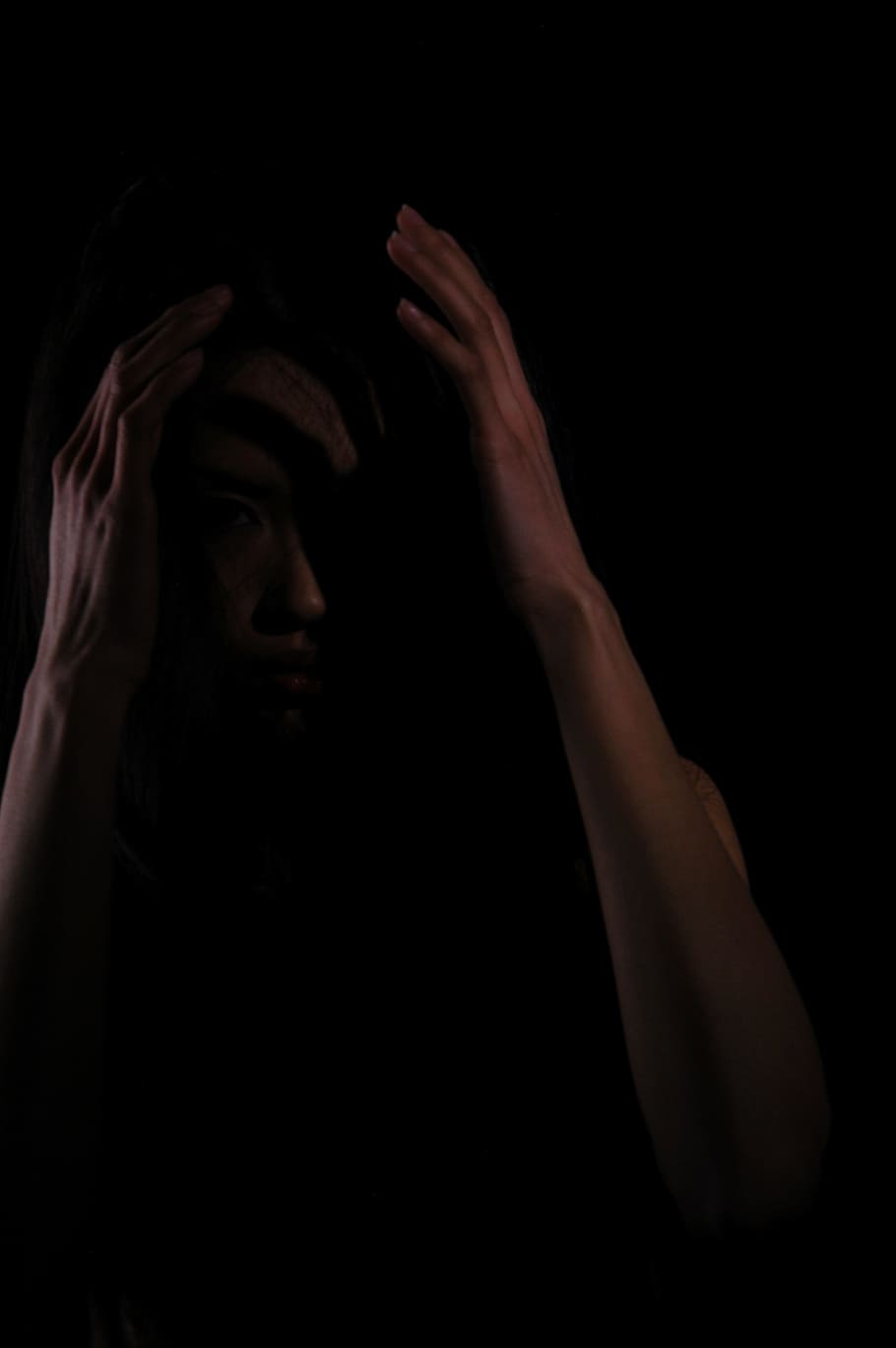 HD wallpaper: fear, young woman, mysterious, dark, portrait, black  background | Wallpaper Flare