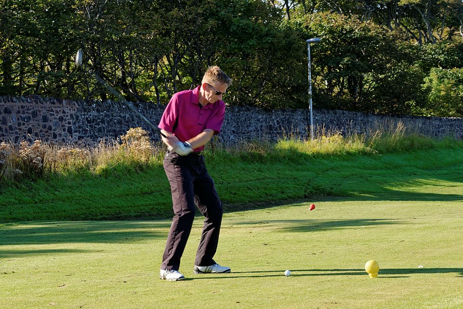 man playing golf at daytime, golf swing, golfer, sport, club HD wallpaper