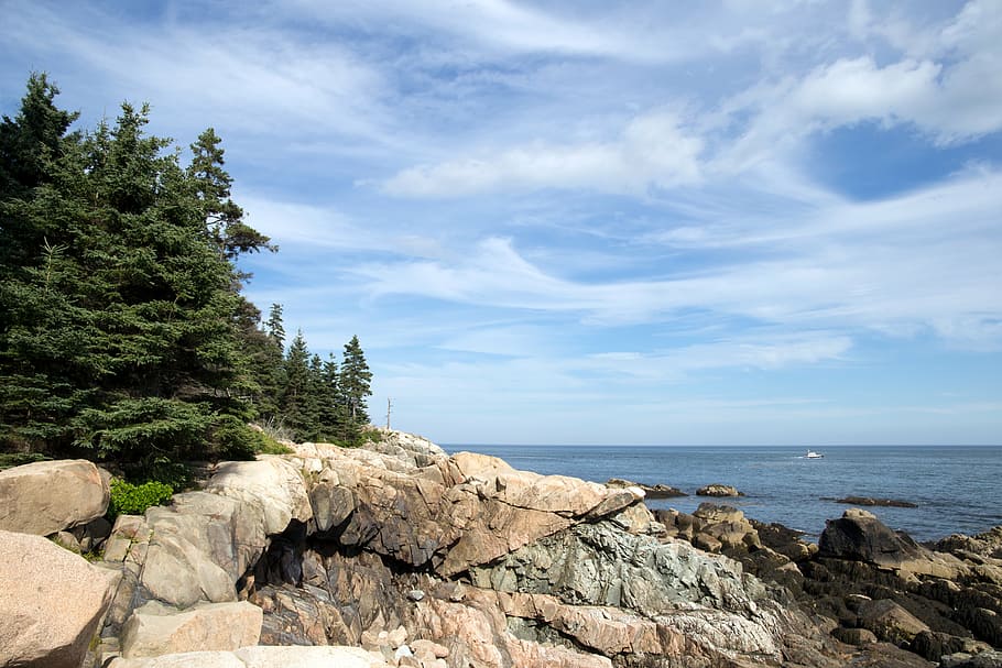 beach, clouds, coast, idyllic, nature, ocean, outdoors, rocks HD wallpaper