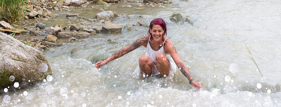 summer, river, model, bad, water, romantic, nature, color game HD wallpaper