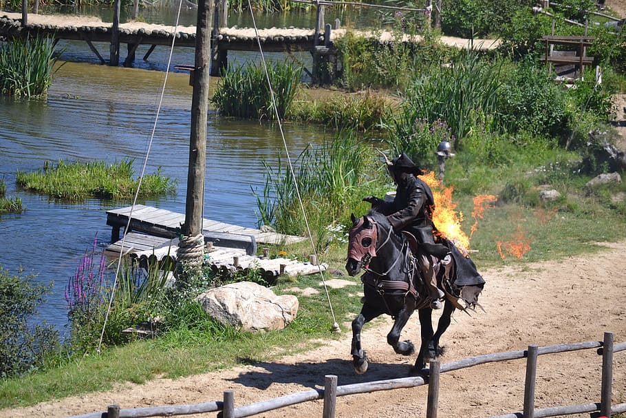 Show, Fire, Horse, Crazy, Man, Ride, flame, animal, outdoors HD wallpaper