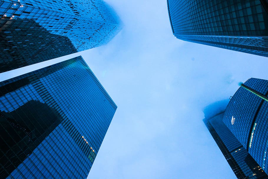sky, skyline, buildings, construction, architecture, daylight HD wallpaper