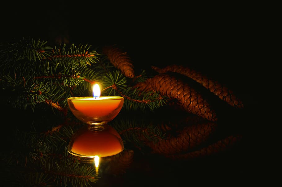 candle, dark, flame, candlelight, burnt, illuminated, burning HD wallpaper