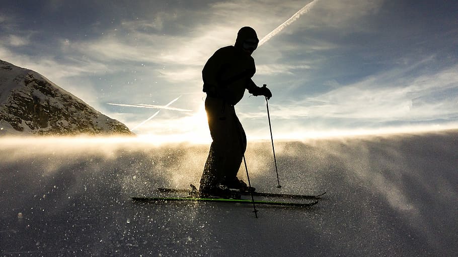 man ice skating under blue sky during daytime, snow, winter, skiing, HD wallpaper