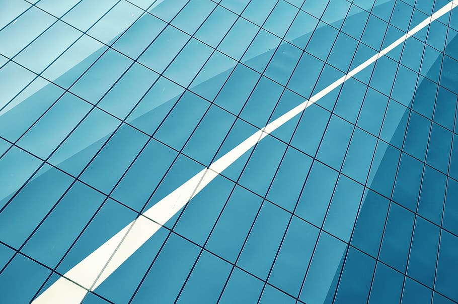 architecture, blue, building, glass, high-rise, panels, pattern HD wallpaper