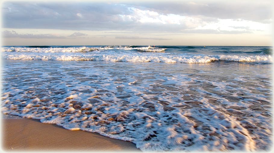 waves on ocean at day, mediterranean, spain, water, beach, sea HD wallpaper