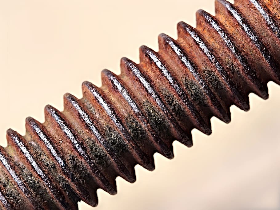 Bolt, Thread, Metal, Rust, Iron, Steel, pitch, helix, pitted HD wallpaper