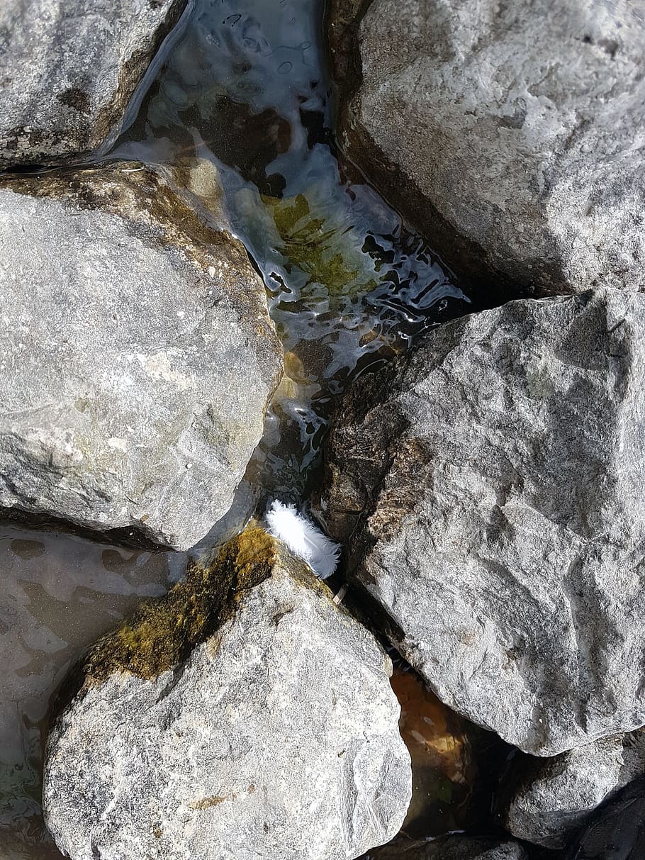rocks, stone, water, nature, natural, texture, material, gray HD wallpaper