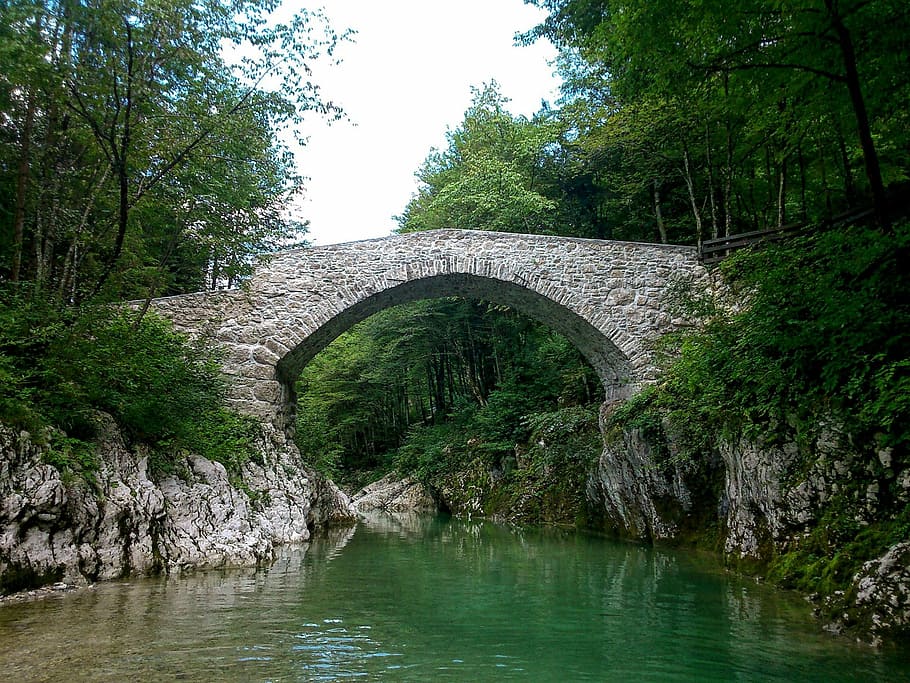 River, Bridge, Stone, Nadiža, Slovenia, bridge - man made structure HD wallpaper