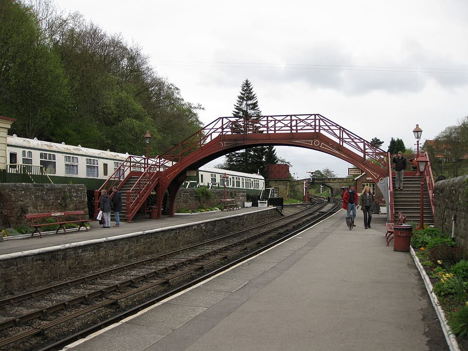 train station, goathland, track, transportation, rail, transit HD wallpaper