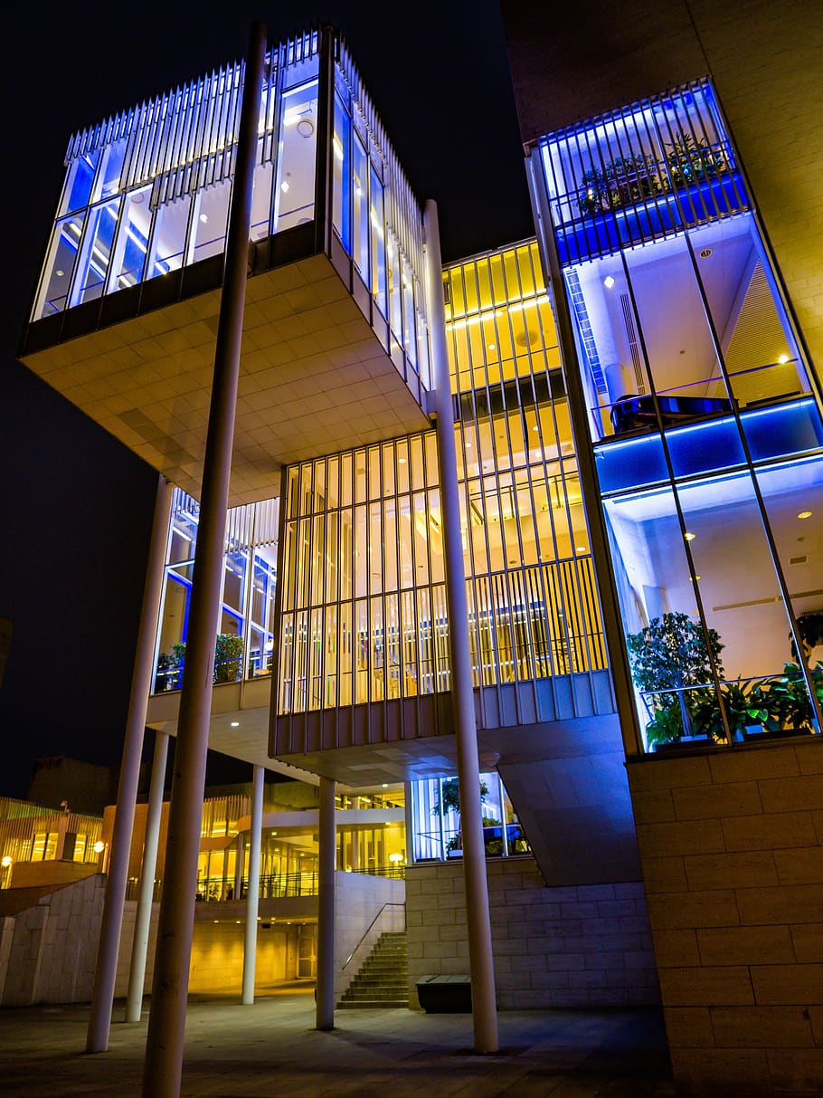 architecture, light, building, city, window, modern, night HD wallpaper