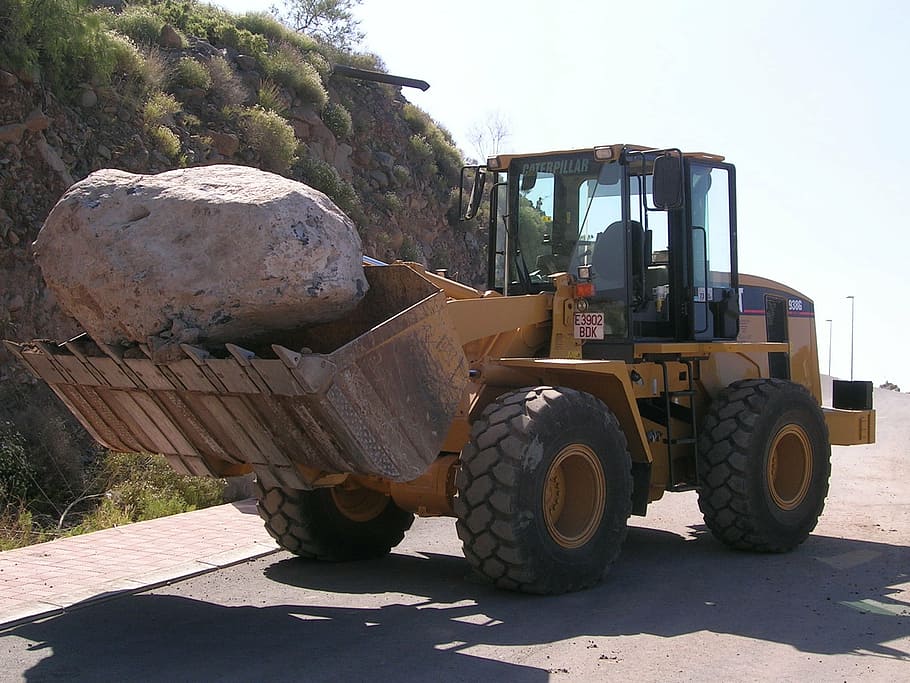 excavator, stone, rock, transportation, mode of transportation HD wallpaper