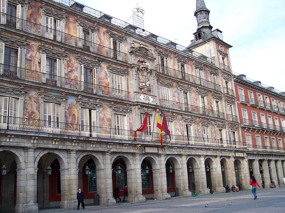 main square, madrid, spain, building exterior, architecture HD wallpaper