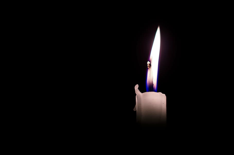 white lighted candle, candles, dark, black, alone, still alive, HD wallpaper