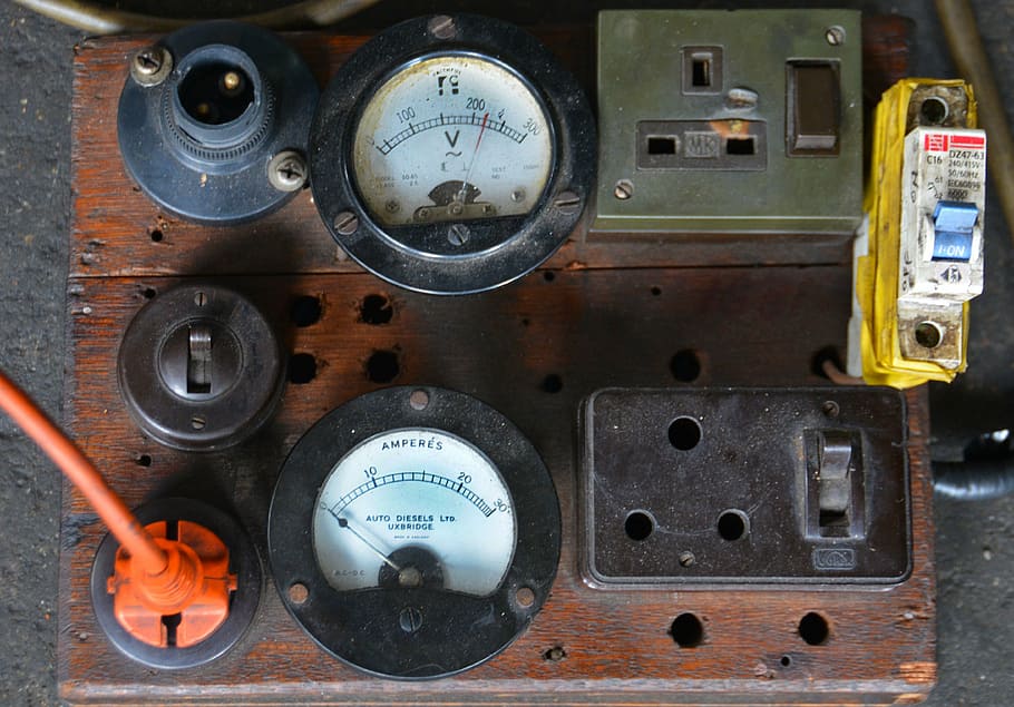 electric board, dials, plugs, control, button, switch, equipment