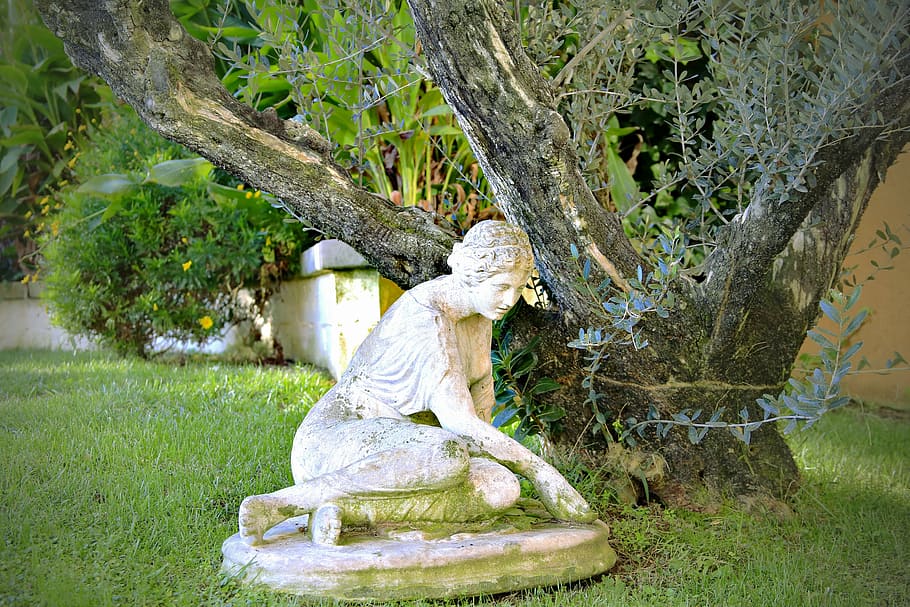 statue, garden, tree, zen, sculpture, park, nature, based, green HD wallpaper