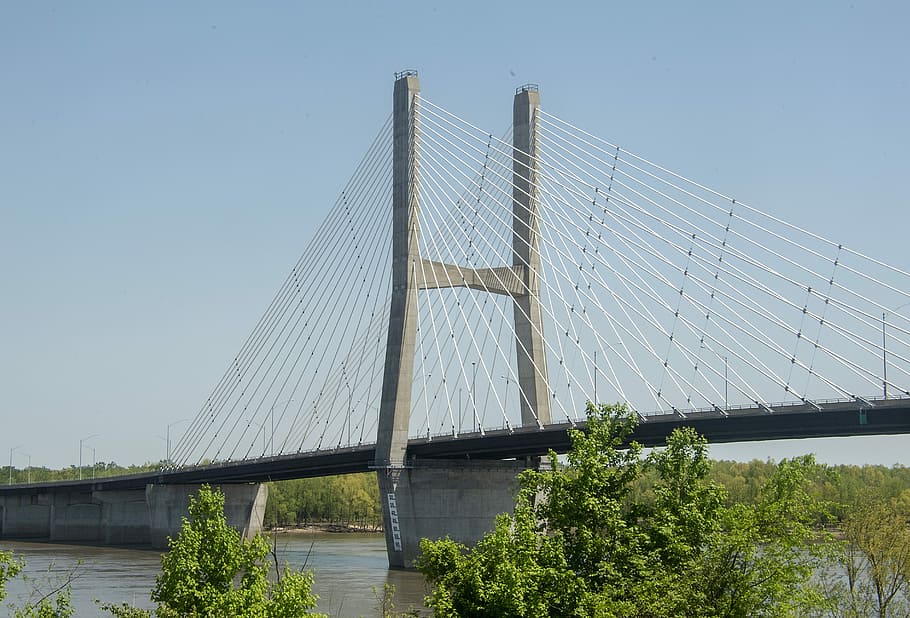 gray bridge, span, architecture, river, landmark, travel, water HD wallpaper