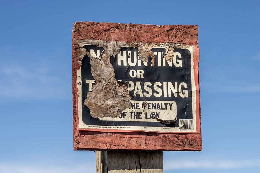 no hunting sign, no trespassing sign, warning, text, western script, HD wallpaper