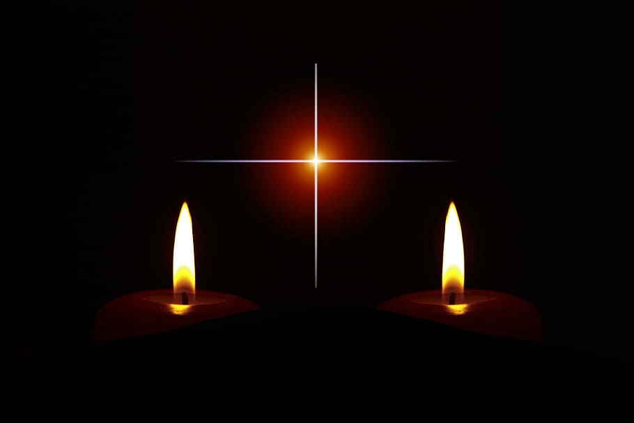 two enlightened candles, mourning, obituary, die, death, dead, HD wallpaper