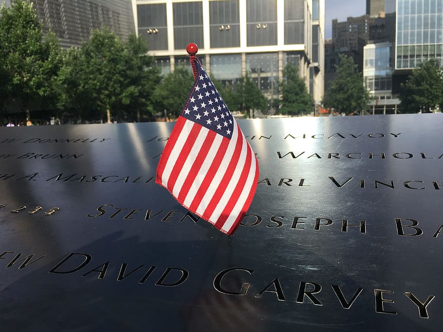 flag, outdoors, reflection, city, water, new york, patriotism HD wallpaper