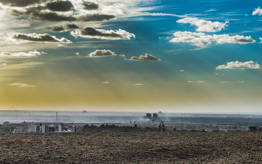 Desert Under Sunny Cloudy Blue Sky, beach, clouds, dark clouds HD wallpaper