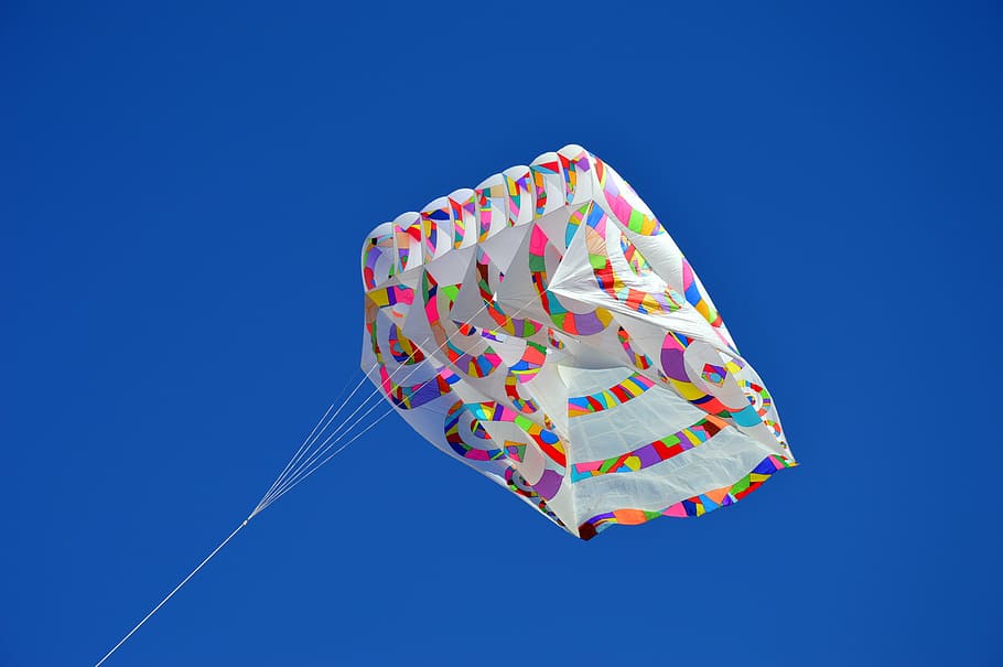 kite, wind, sky, color, blue, clear sky, multi colored, flying HD wallpaper