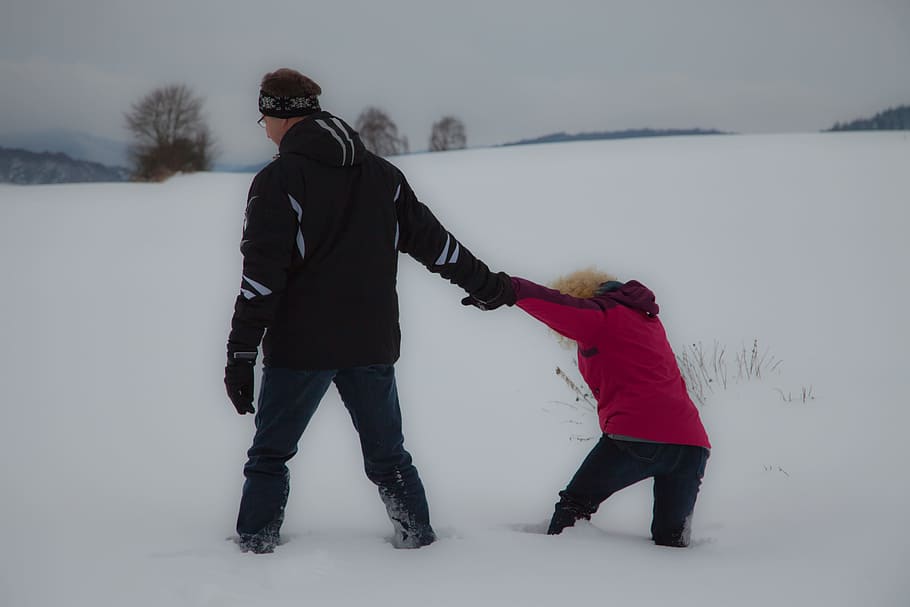 snow, trudge, sink, winter, snow tramp, footprints, cold, snowy HD wallpaper